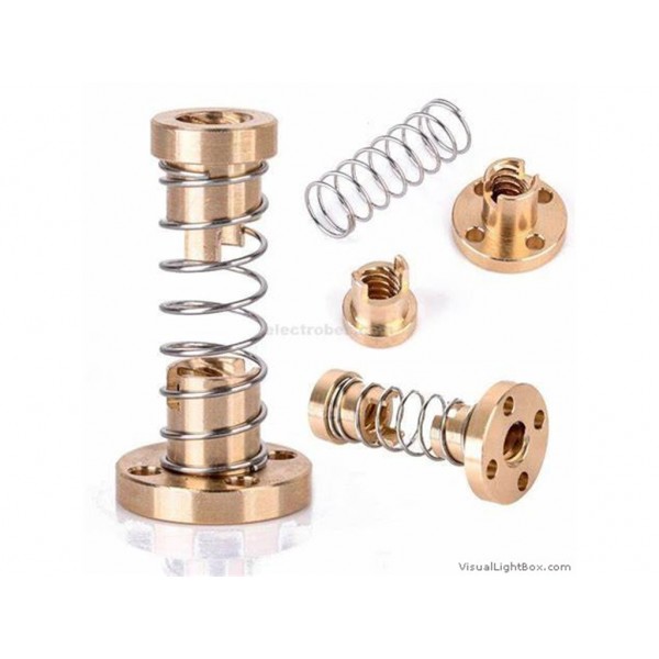 T8 Anti Backlash Spring Loaded Nut For Cnc 8Mm Threaded Rod Lead Screw