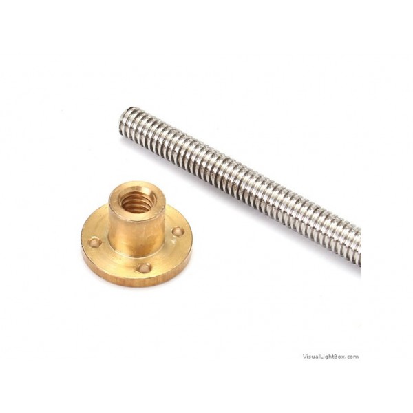 215Mm Trapezoidal 4 Start Lead Screw 8Mm Thread 2Mm Pitch Lead Screw With Copper Nut