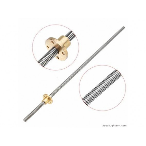 350Mm Trapezoidal 4 Start Lead Screw 8Mm Thread 2Mm Pitch Lead Screw With Copper Nut