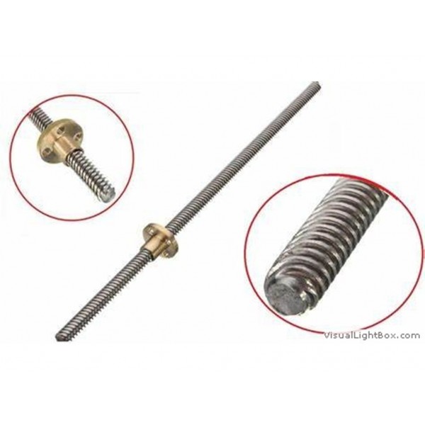 500Mm Trapezoidal 4 Start Lead Screw 8Mm Thread 2Mm Pitch Lead Screw With Copper Nut