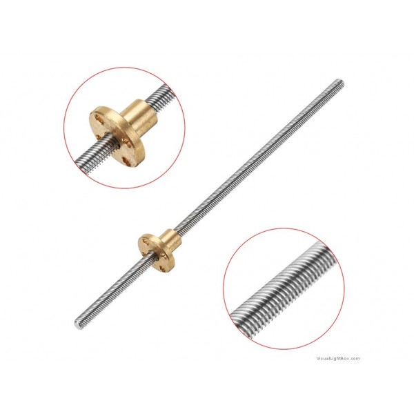 600Mm Trapezoidal 4 Start Lead Screw 8Mm Thread 2Mm Pitch Lead Screw With Copper Nut