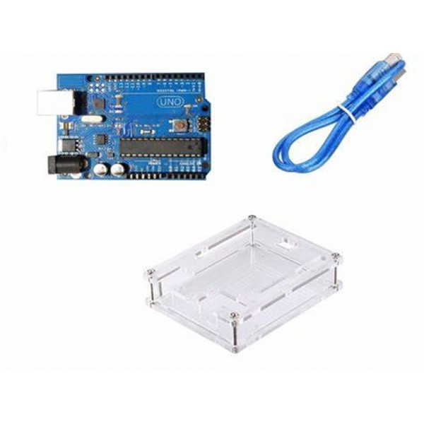 Arduino Uno R3 Atmega328 Dip Atmega16U2 Usb Ic With Usb A To B Cable 30 Cm And Acrylic Case Shell Enclosure Gloss Box 