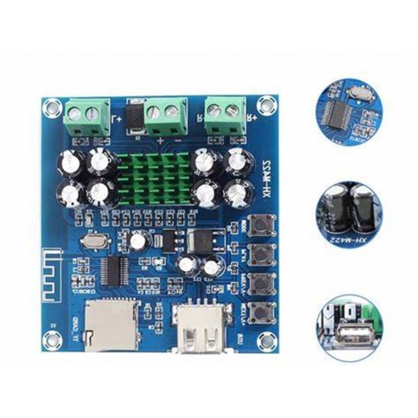 Xh M422 Bluetooth Amplifier Board Integrated U Disk Tf Card Playback Tpa3116D2 Dual 50W