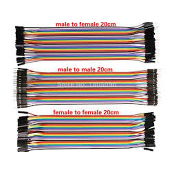 20Cm Dupont Wire Color Jumper Cable 2.54Mm 1Pcs Female To Female 1Pcs Female To Male And 1Pcs Male To Male