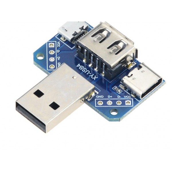 Usb Adapter Board Male To Female Micro Type C 4P 2.54Mm Straight Plug Usb4