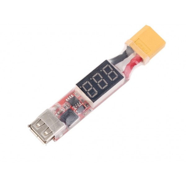 2S 6S Lipo Battery With Xt60 Plug To Usb Cellphone Charger Adapter With Voltage Display