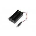 Black Plastic Storage Box Case Holder For Battery 2 X Aa Cell Box With Dc Power Plug 