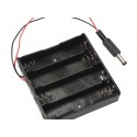 Black Plastic Storage Box Case Holder For Battery 4 X Aa Cell Box With Dc Power Plug