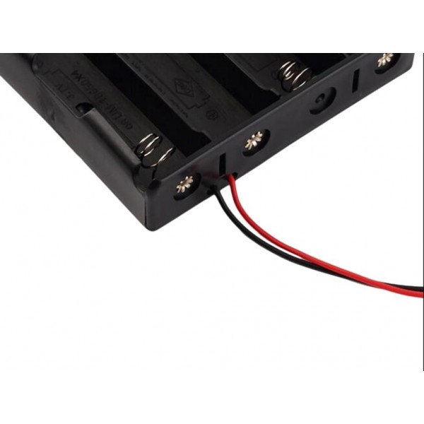Black Plastic Storage Box Case Holder For Battery 4 X Aa Cell Box With Dc Power Plug