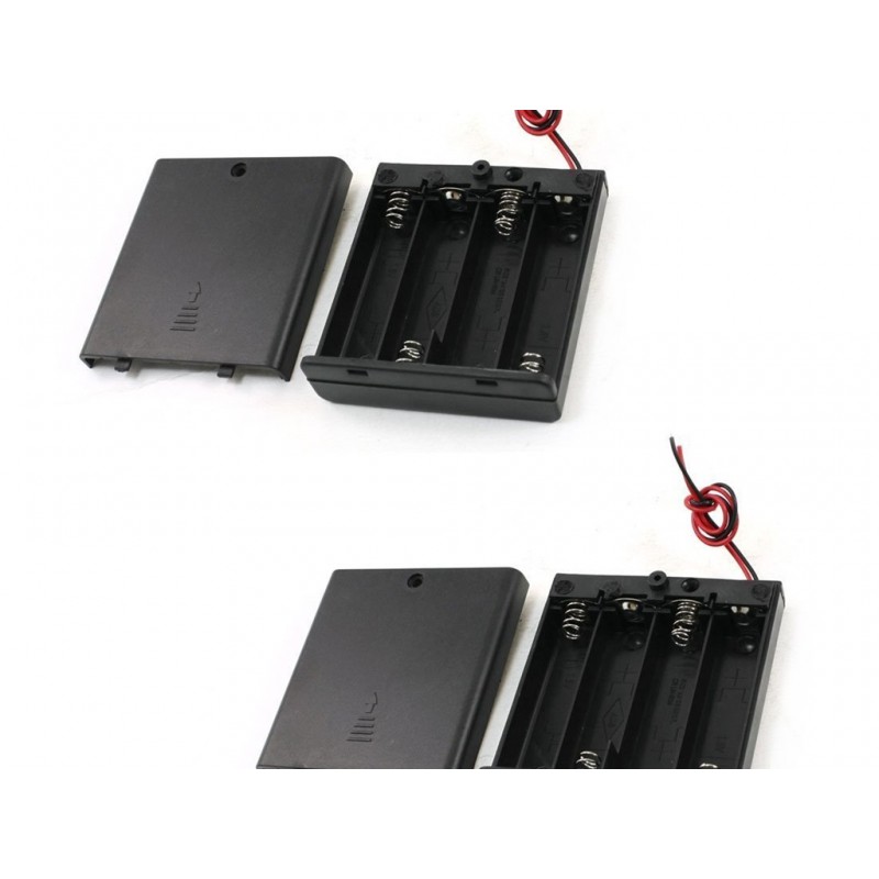 Black Plastic Storage Box Case Holder For Battery 4 X Aa Cell Box With On Off Switch