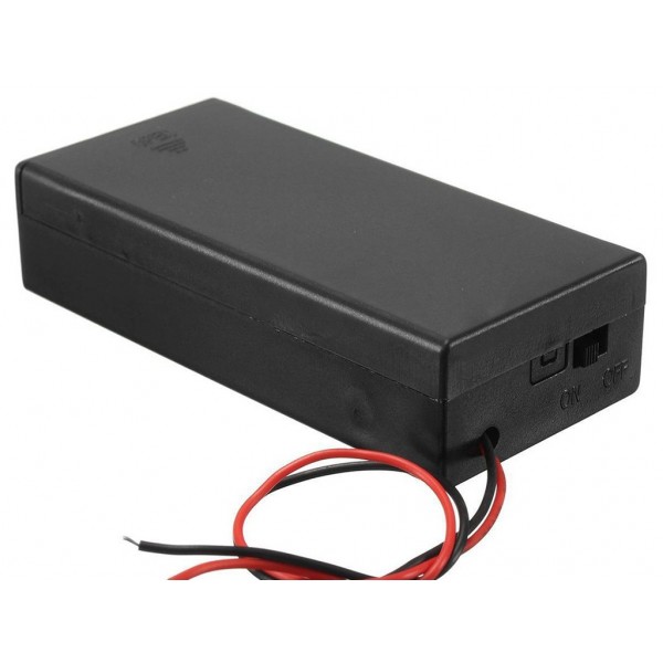 18650 X 2 Battery Holder With Cover And On Off Switch