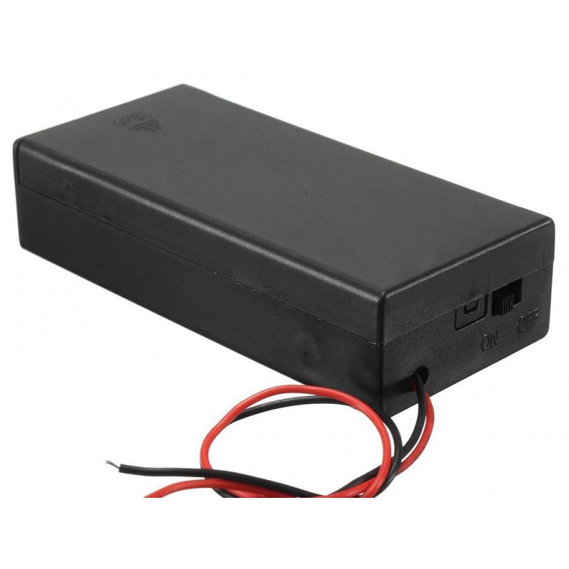 18650 X 2 Battery Holder With Cover And On Off Switch