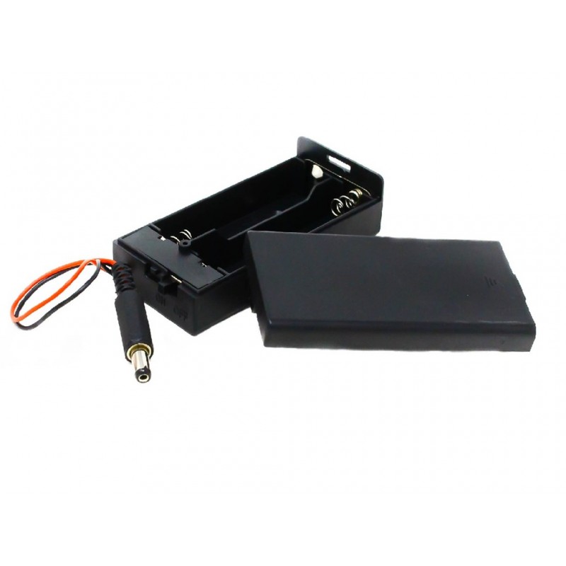 18650 X 2 Battery Holder With Cover And On Off Switch With Dc Jack