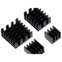 Black 4 In 1 Heat Sink Set Aluminum For Raspberry Pi 4B