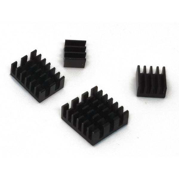 Black 4 In 1 Heat Sink Set Aluminum For Raspberry Pi 4B