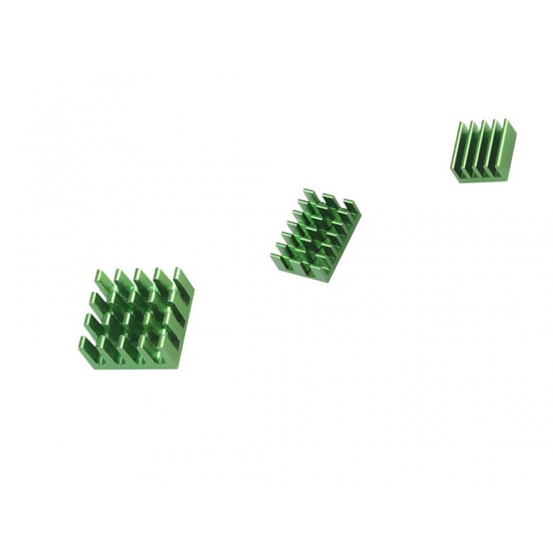 Green 3 In 1 Heat Sink Set Aluminum For Raspberry Pi 4B