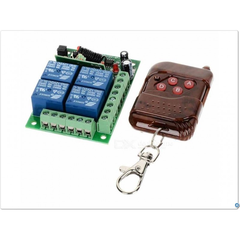 Wireless Relay 12V 4 Channel With Rf Keychain Remote