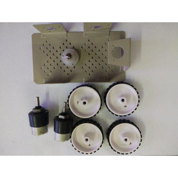 Metal Chassis With Holes With 7*2 4 Pcs Wheel 2Pcs Dc Motor 60 Prm With 1Pcs Caster Wheel