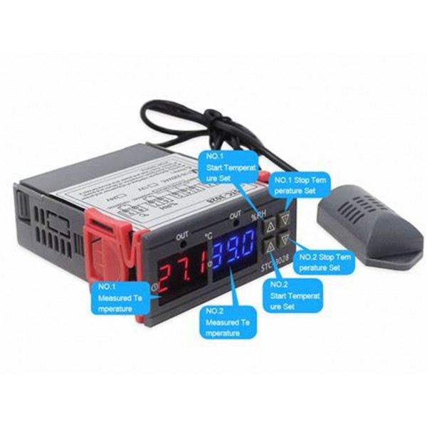 Stc 3028 Intelligent Digital Display Temperature And Humidity Controller Breeding Hatching Temperature And Hygrometer Humidity Meter Thermostat
